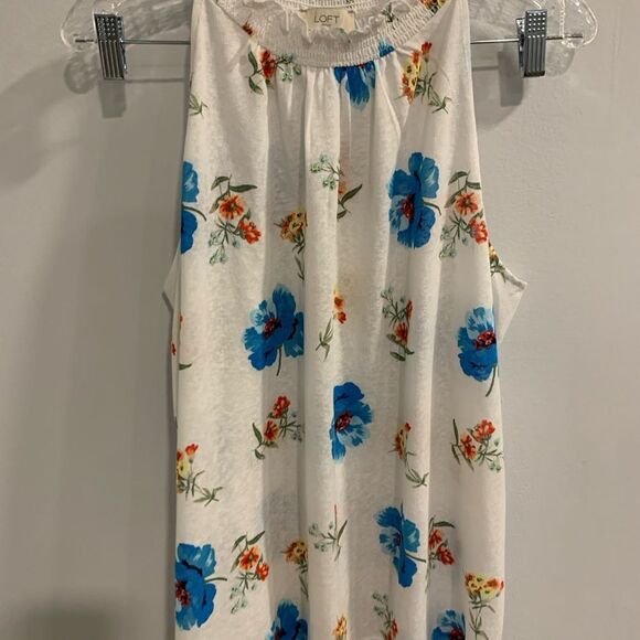 LOFT Floral Tank Top - White and Blue - Picture 3 of 10